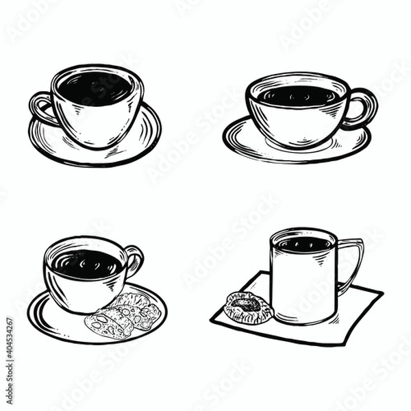 Fototapeta Set of cups coffee