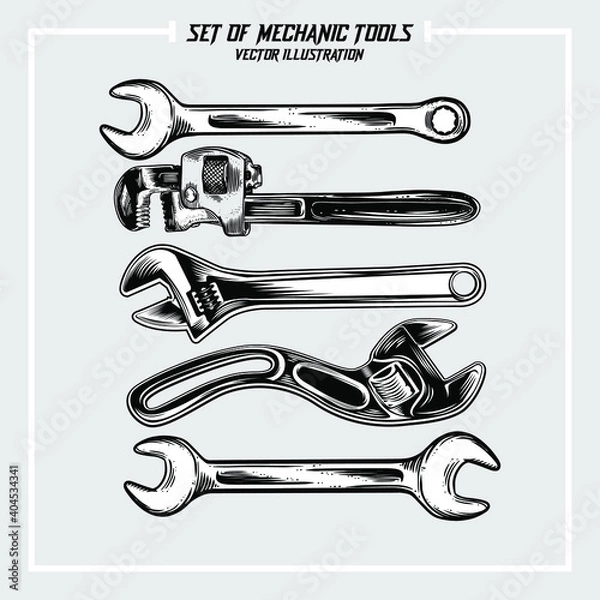 Fototapeta SET OF MECHANIC TOOLS VECTOR
