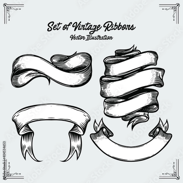 Fototapeta SET OF VINTAGE RIBBONS VECTOR ILLUSTRATION