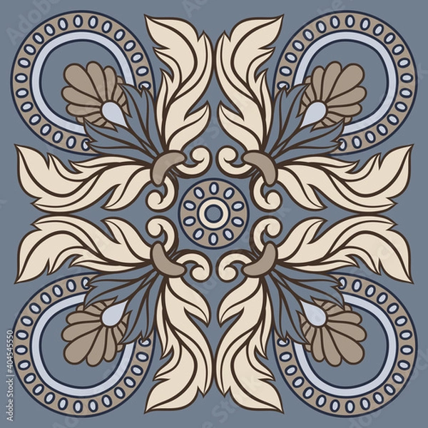 Fototapeta Portuguese azulejo ceramic tile pattern.