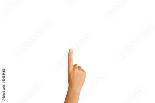Obraz hand pointing at something on a white background