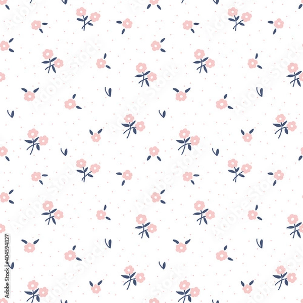 Fototapeta cute Trendy Seamless Floral Pattern on white background