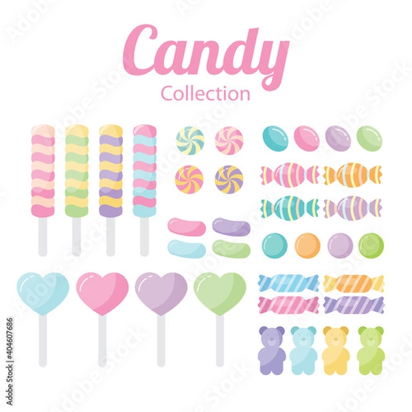 Fototapeta Candy Collection set bundle flat
