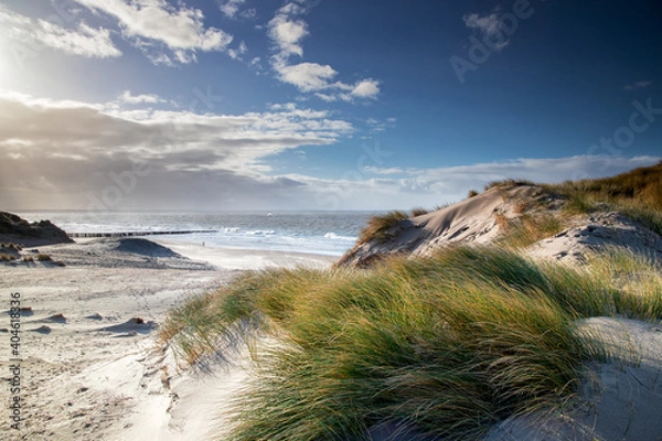 Fototapeta beautiful view on beash and sea from dunes