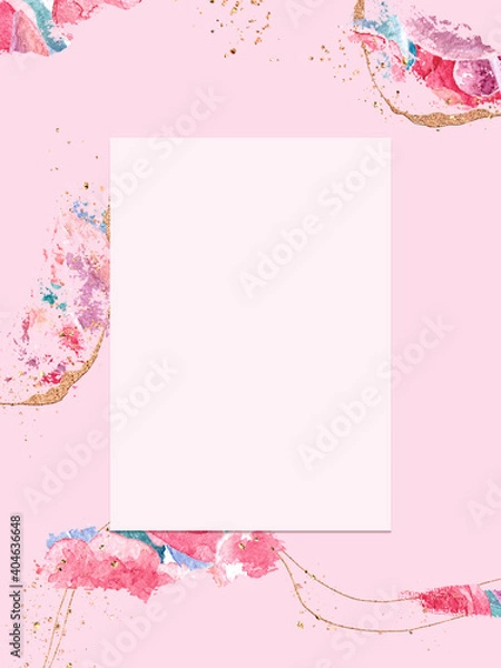 Obraz Invitation to the celebration with roses. Watercolor illustration in shades of pink. Basis for invitation