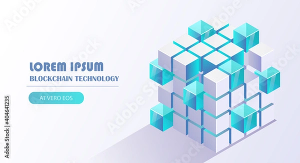 Fototapeta Blockchain technology vector concept