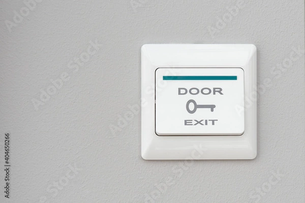 Fototapeta Switch (push button) for door opening control. Safety. Remote control.