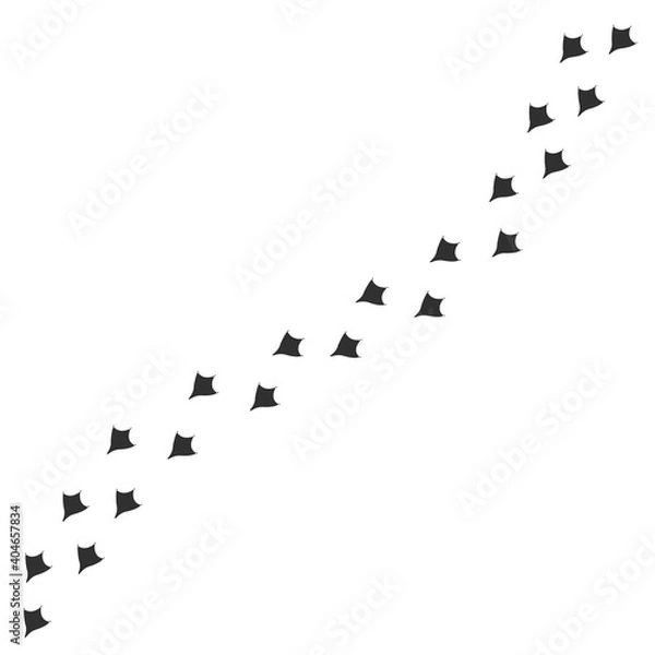 Obraz Vector black flat duck or goose foot print path isolated on white background