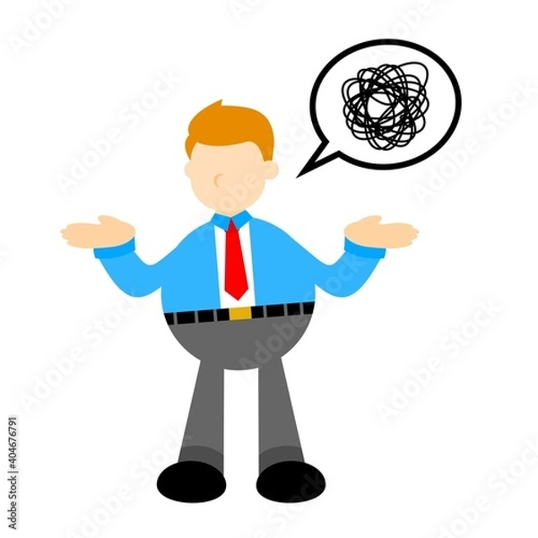 Fototapeta businessman worker ask something confusion cartoon doodle flat design style