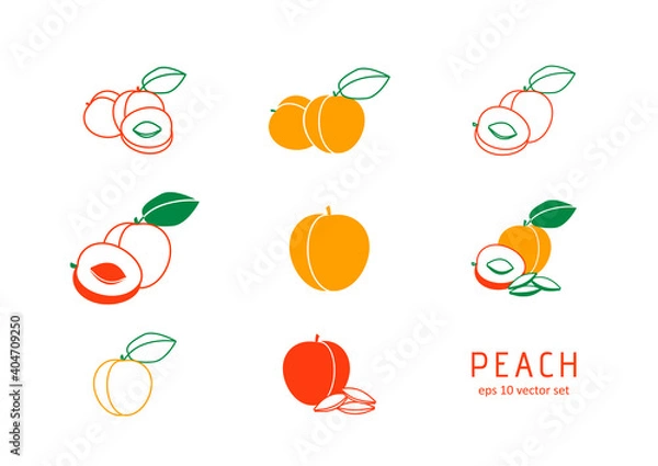 Obraz Peach vector icons set.