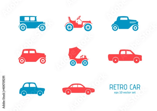 Obraz First cars - vector icons set.