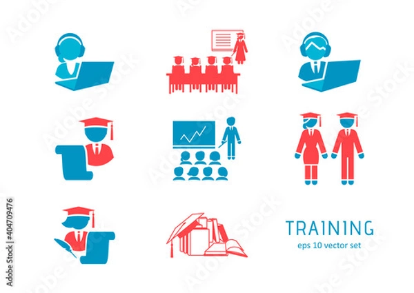Obraz Traning - vector icons set on white background.