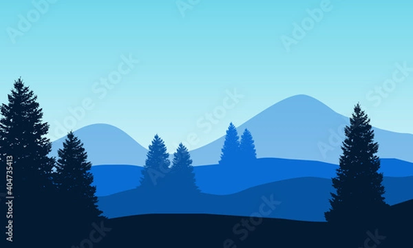 Obraz Nice natural morning scenic in the countryside. Vector illustration