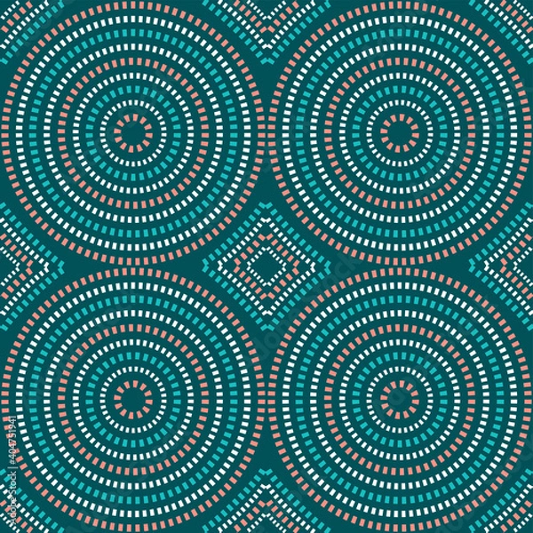 Fototapeta Seamless African Dotted Circle Pattern in color for fabric and textile print