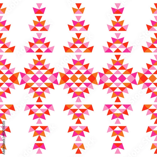 Obraz Aztec elements. Shapes made of triangles. Boho texture. Seamless pattern. Textile. Vector illustration for web design or print.