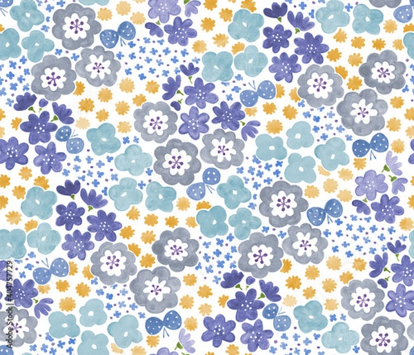 Obraz 花　水彩画シームレスパターン・テキスタイル