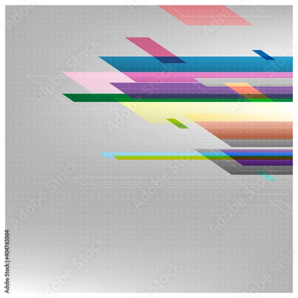 Fototapeta Geometric abstract square perspective template with colorful tone on circles and gray background. Use for digital futuristic minimalism, big data visualization, technology, science pattern backdrop.
