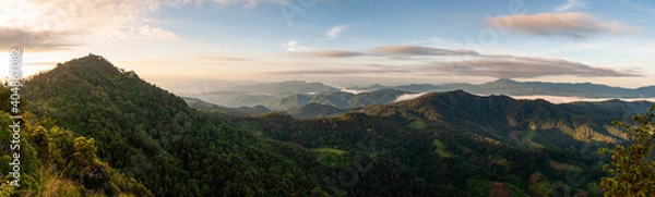Fototapeta Foggy sky mountain panorama,Doi Mon Ngoa,Chiang Mai.Thailand