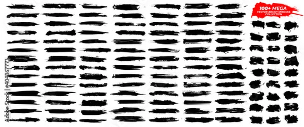 Obraz 125+ Mega Vector Brush Strokes Collection, rozpryski z atramentem, linie pomalowane w grungie, artystyczne elementy projektu: fale, koła, trójkąty.