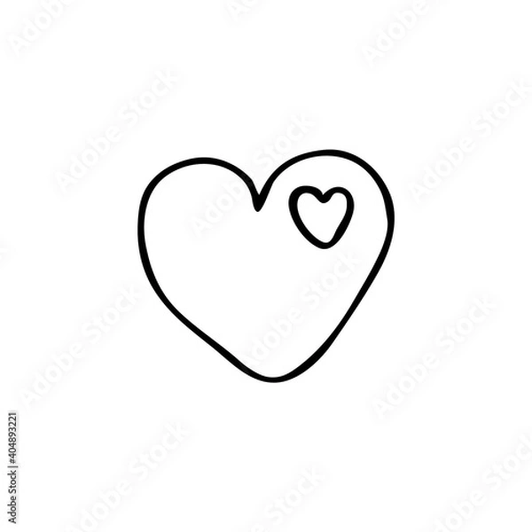 Fototapeta Doodle heart for the holiday of valentine's day. Abstract heart for postcards, decoration, web, print. Hand-drawn.