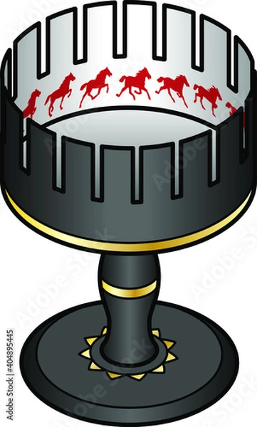 Fototapeta A zoetrope with frames of a running horse.