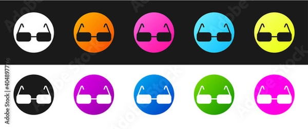 Fototapeta Set Glasses icon isolated on black and white background. Eyeglass frame symbol. Vector.