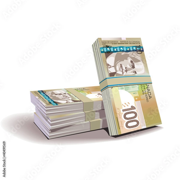 Obraz Canadian dollar banknotes vector illustration, financial theme
