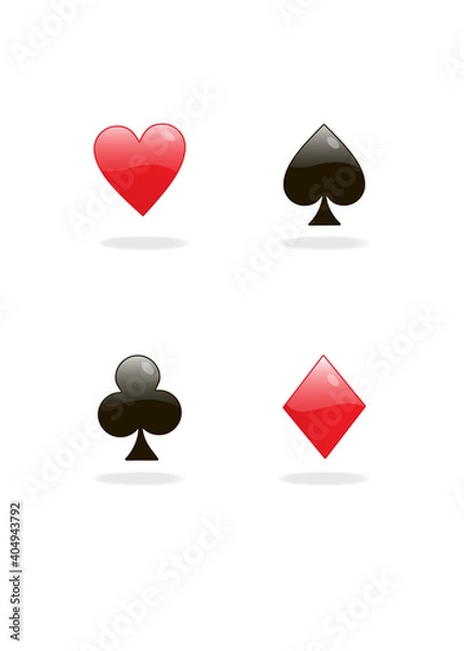 Fototapeta card suits elements in modern style on white background