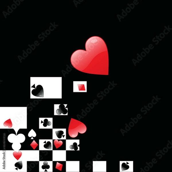 Fototapeta card suits design elements on black background for any purposes