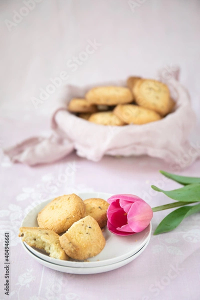 Fototapeta Lavender cookies with the tulip