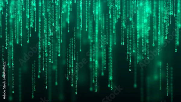 Fototapeta Cyberspace background with a set of numbers. Big data visualization. Abstract matrix. Technology or science banner. 3d