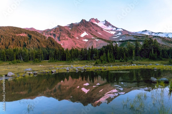 Obraz Mount Jefferson pink lake