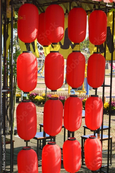 Obraz red lanterns in chinese temple