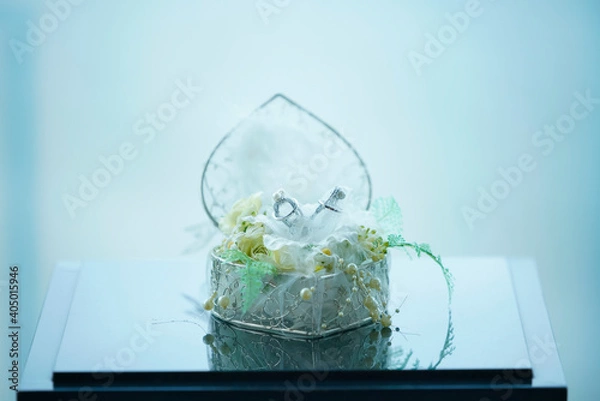 Obraz リングピロー 指輪 指輪の交換 はなよめ 花嫁 ウエディングドレス 手 ネイル 結婚式 wedding ベール 腕組み