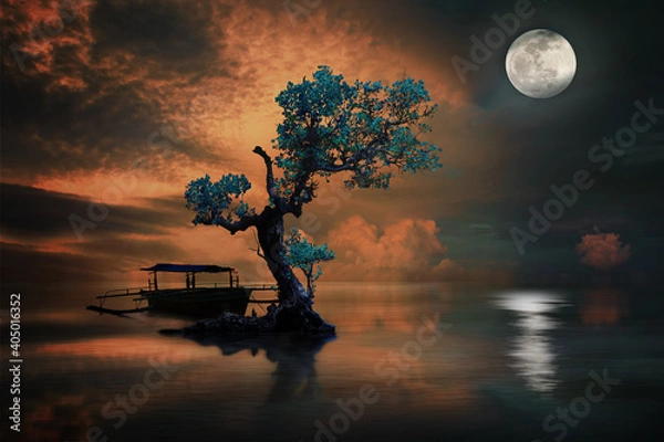Obraz Amazing tree under the moon