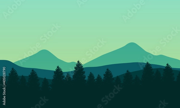 Obraz Very nice panoramic view of the mountain in the morning. Vector illustration