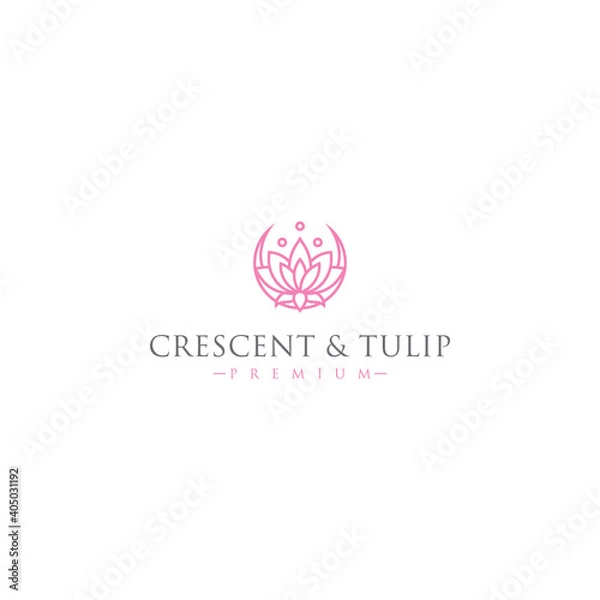 Obraz crescent and tulip logo icon vector design template