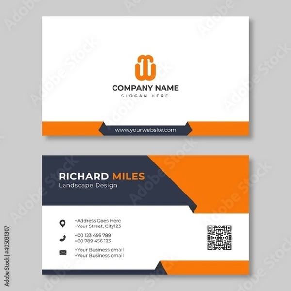 Obraz Modern simple orange business card template