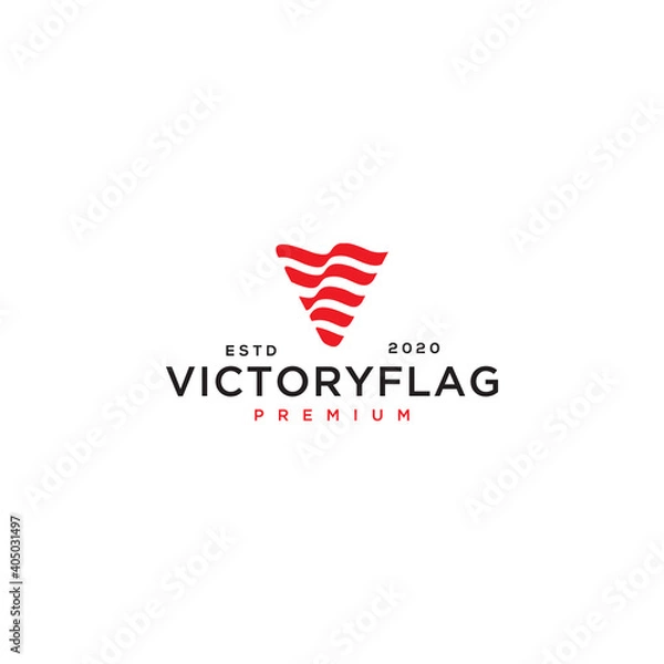 Obraz initial letter v and flag logo illustration Premium Vector