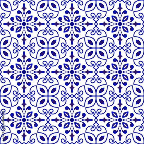 Obraz floral seamless blue pattern vector