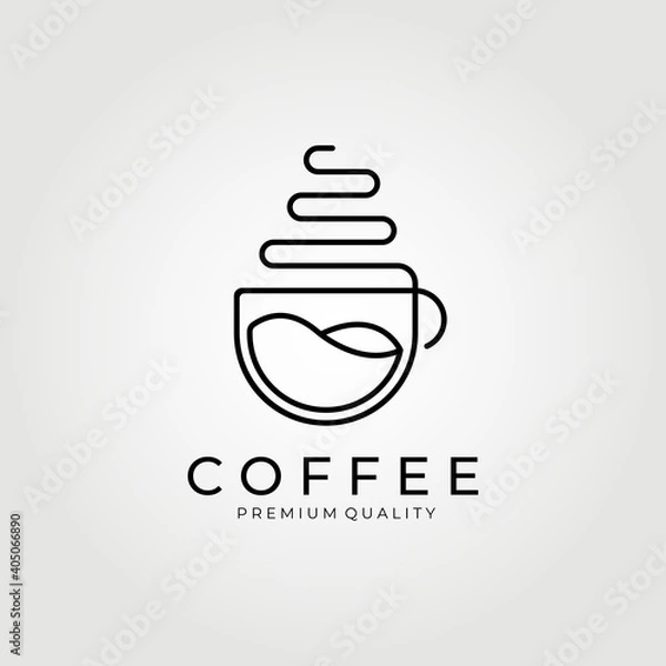 Fototapeta Line art coffee logo vector illustration design graphic, minimalist creative logo concept