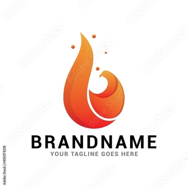 Fototapeta Eagle bird logo clad in elegant flames icon vector template.