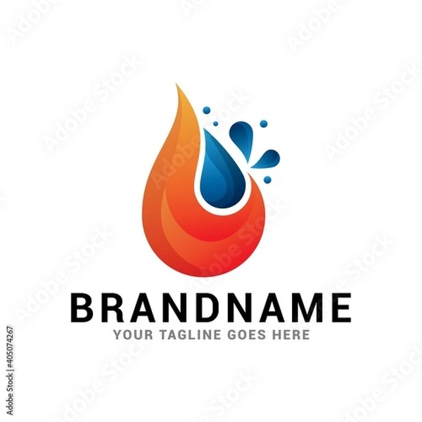 Fototapeta Fire water logo abstract icon vector template.