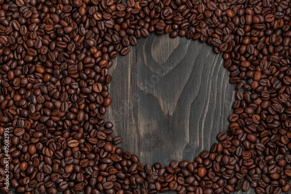 Obraz beautiful background with whole grains beans flavored coffee for restaurant and menu advertising