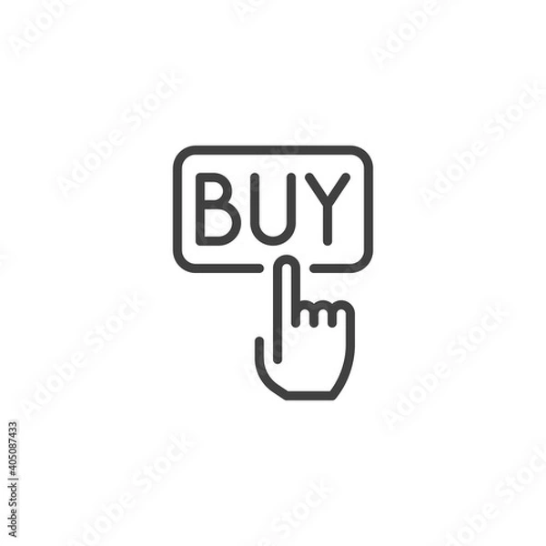 Fototapeta Hand click buy button line icon. linear style sign for mobile concept and web design. Click on buy outline vector icon. Symbol, logo illustration. Vector graphics