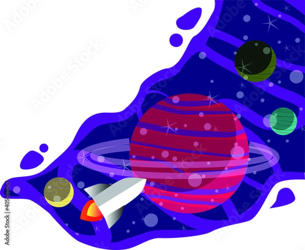 Obraz solar system planets rocket ship vector