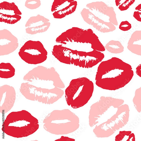 Obraz Seamless pattern with lipstick traces.