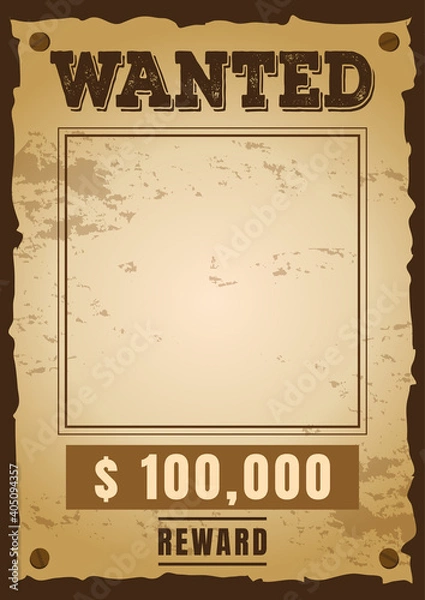 Obraz Wanted template blank vintage poster