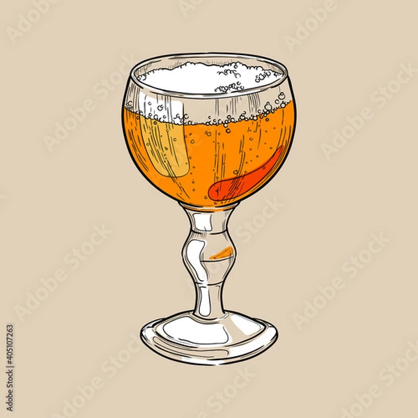 Obraz Goblet beer glass. Hand drawn vector multicolor illustration.