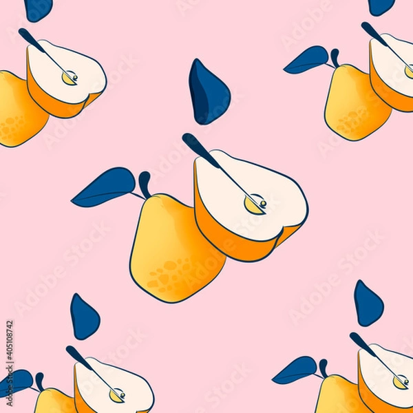 Obraz Vector illustration drawing juicy pear, pear pattern, cover